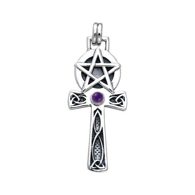 Handcrafted Silver Celtic Knot Pentagram Ankh pendant TPD430 Pendant
