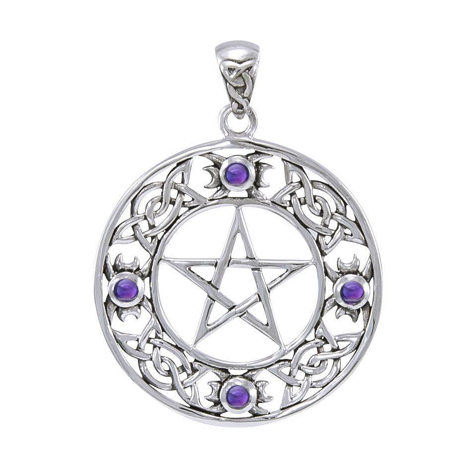 Celtic Knot Pentacle Pendant with Gemstone TPD4329 - peterstone.dropshipping