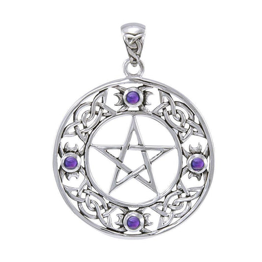 Celtic Knot Pentacle Pendant with Gemstone TPD4329 - peterstone.dropshipping