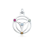 Contemporary Mandala Flower Of Life Silver Pendant with Gemstone TPD436 Pendant