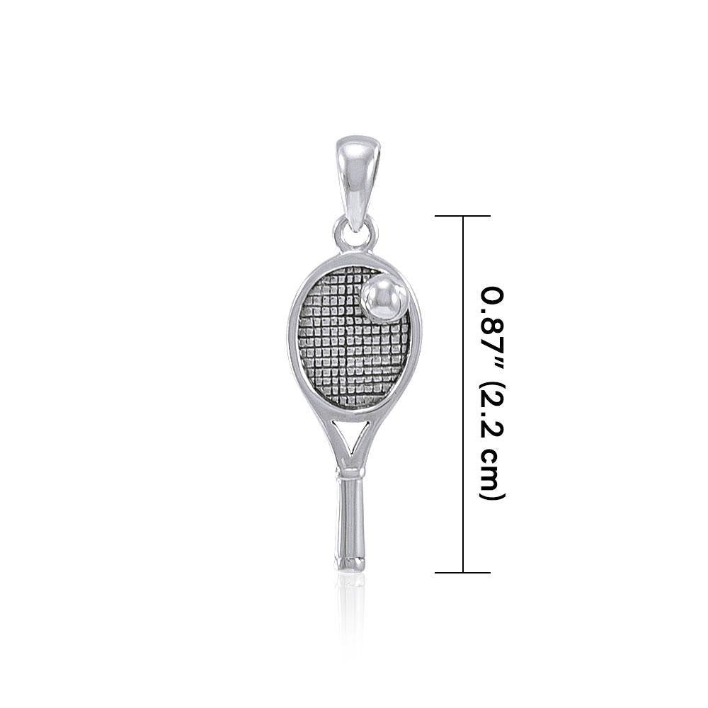 Tennis Racket with Tennis Ball Silver Pendant TPD4473 Pendant