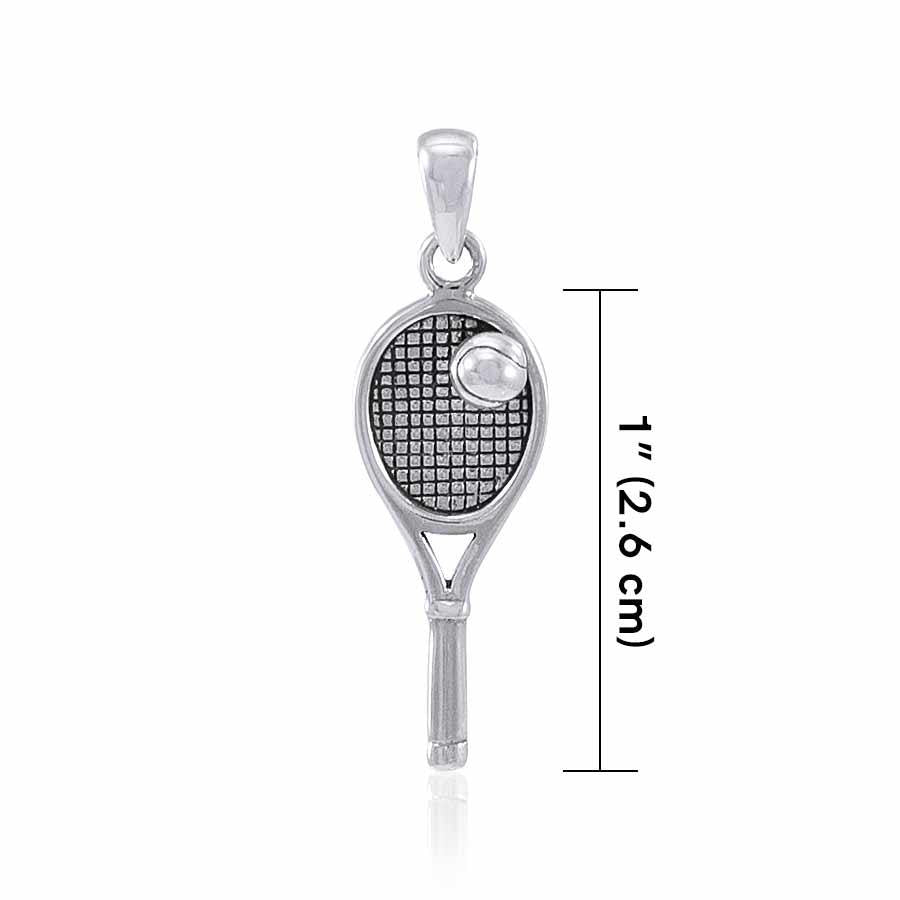 Tennis Racket with Tennis Ball Silver Pendant TPD4532 Pendant