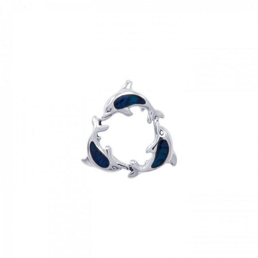 Dolphins Inlaid Shell Pendant TPD4620