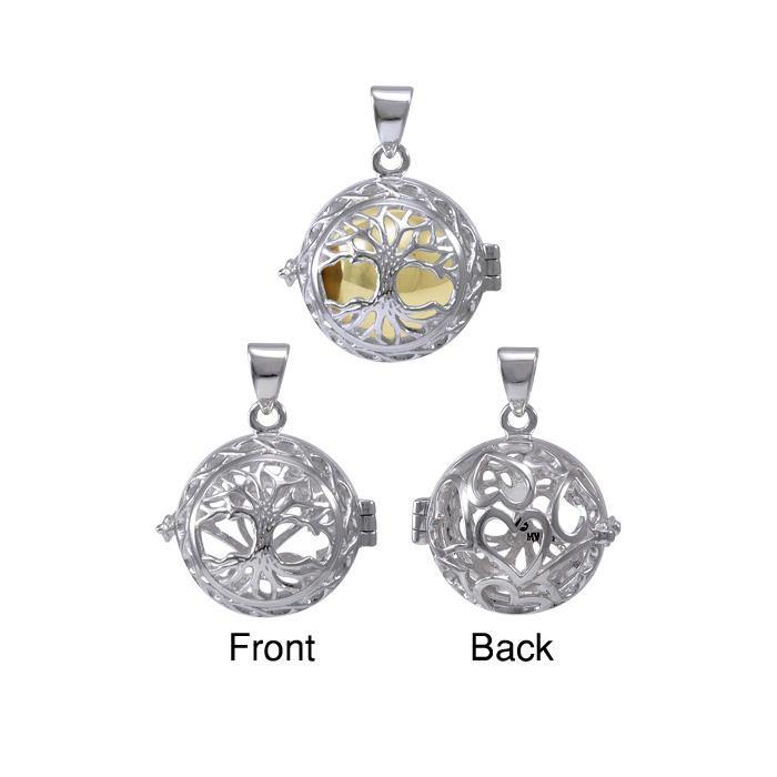 Global Harmony Wrapped in the Angel Wings ~16mm chiming harmony ball with a 25mm Sterling Silver Jewelry Pendant cage TPD4658 Pendant
