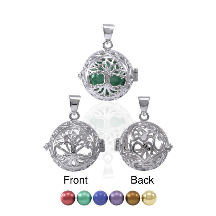 Global Harmony Wrapped in the Angel Wings ~16mm chiming harmony ball with a 25mm Sterling Silver Jewelry Pendant cage TPD4658 Pendant