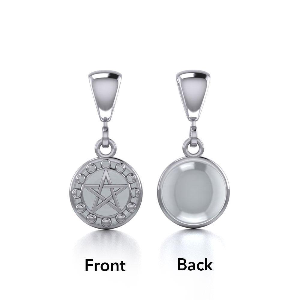 Silver Pentacle with Moon Phases Flip Pendant TPD477 Pendant