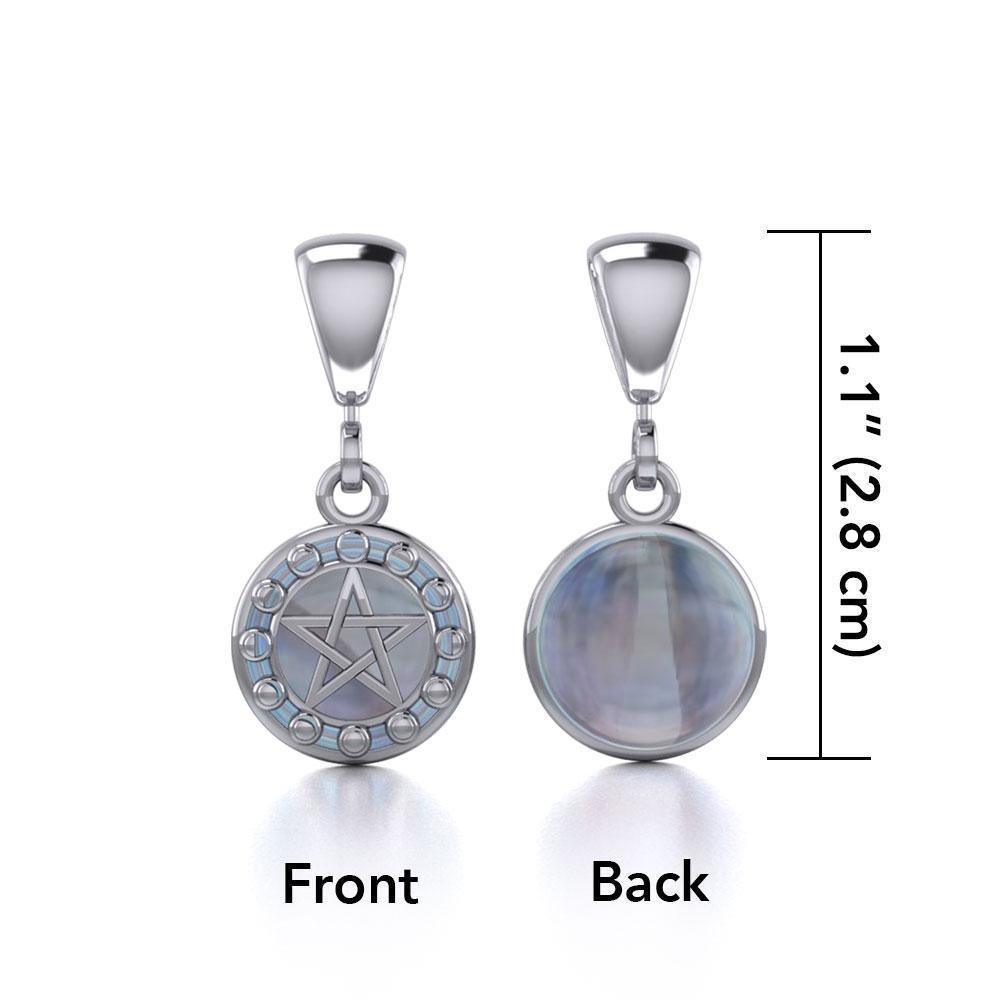Silver Pentacle with Moon Phases Flip Pendant TPD477 Pendant