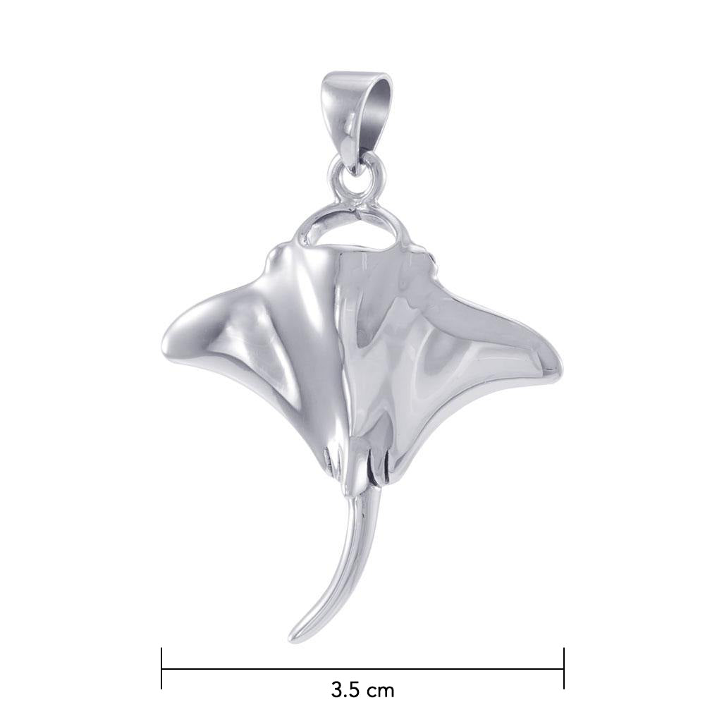 The World of the Magnificent Manta Ray ~ Sterling Silver Jewelry Pendant TPD4823