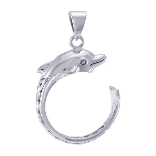 Celtic Accent Dolphin Sterling Silver Wrap Pendant TPD4839 Pendant