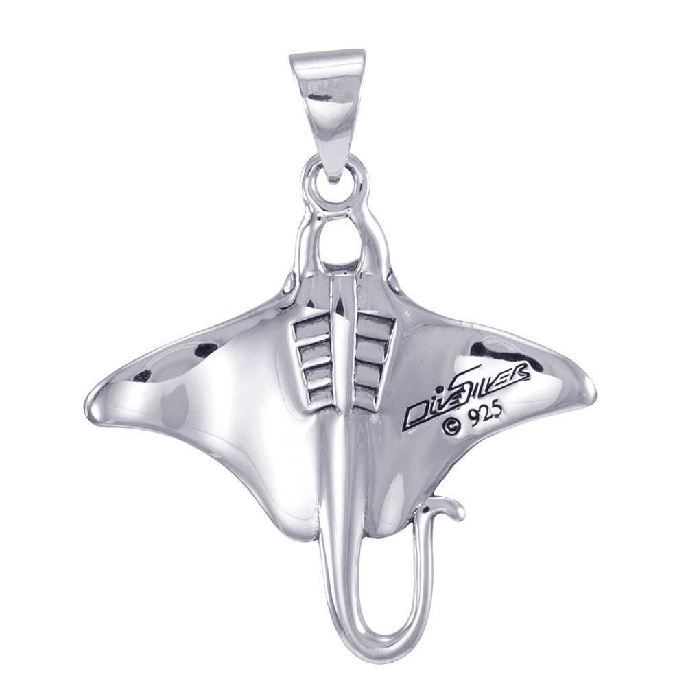 Manta Ray Aboriginal Sterling Silver Pendant TPD4878 Pendant