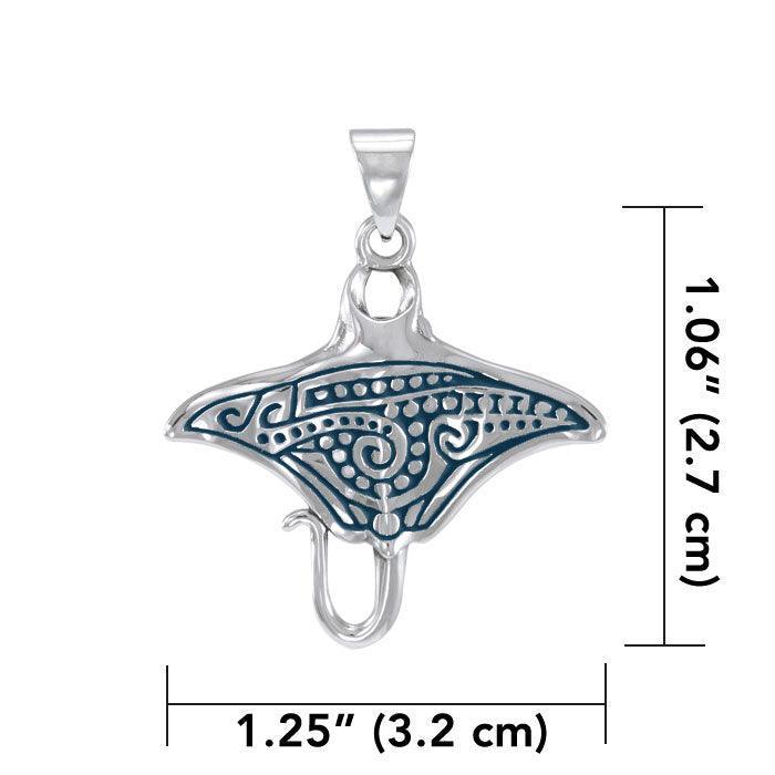 Manta Ray Aboriginal Sterling Silver Pendant TPD4878 - peterstone.dropshipping
