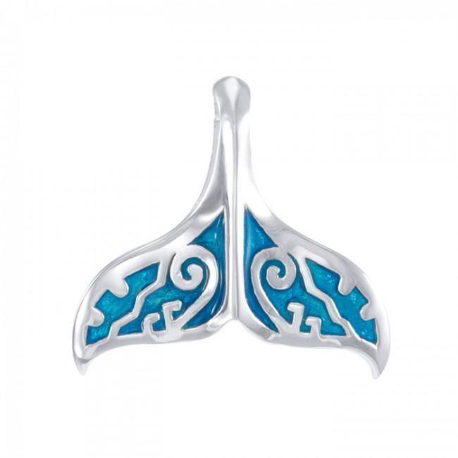 Whale Tail with Enamel Sterling Silver Pendant TPD4902