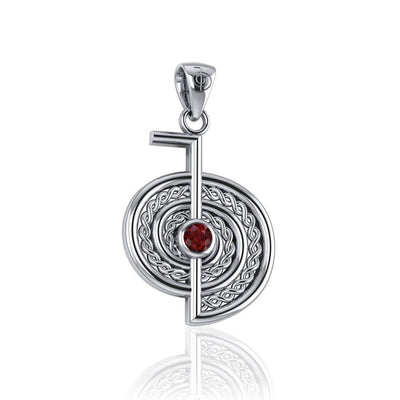 The Reiki Cho Ku Rei Sterling Silver Pendant with Gemstone TPD4923 Pendant