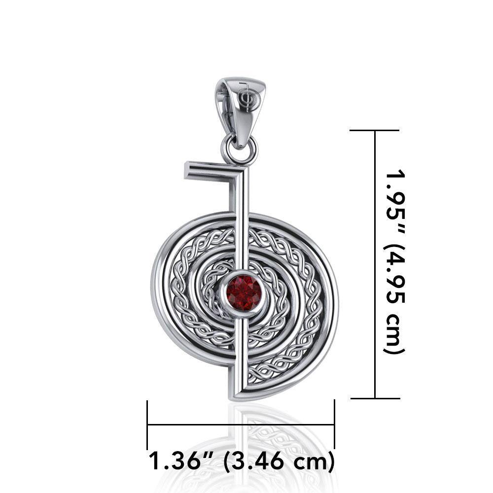 The Reiki Cho Ku Rei Sterling Silver Pendant with Gemstone TPD4923 Pendant