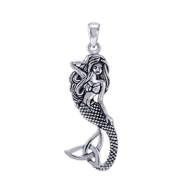 Mermaid Goddess with Trinity Knot Tail Sterling Silver Pendant TPD4938 Pendant