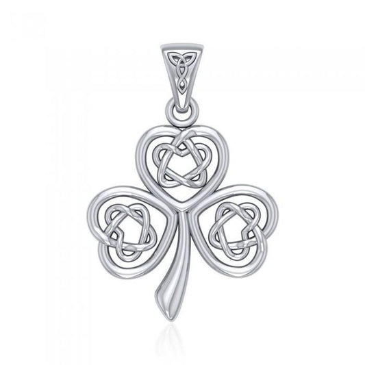 Celtic Heart Shamrock Sterling Silver Pendant