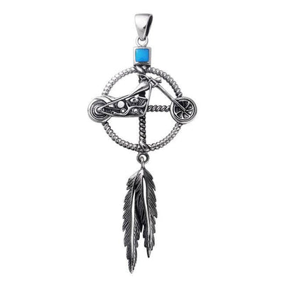 Motorcycle Solar Cross with Feather Pendant TPD498 Pendant
