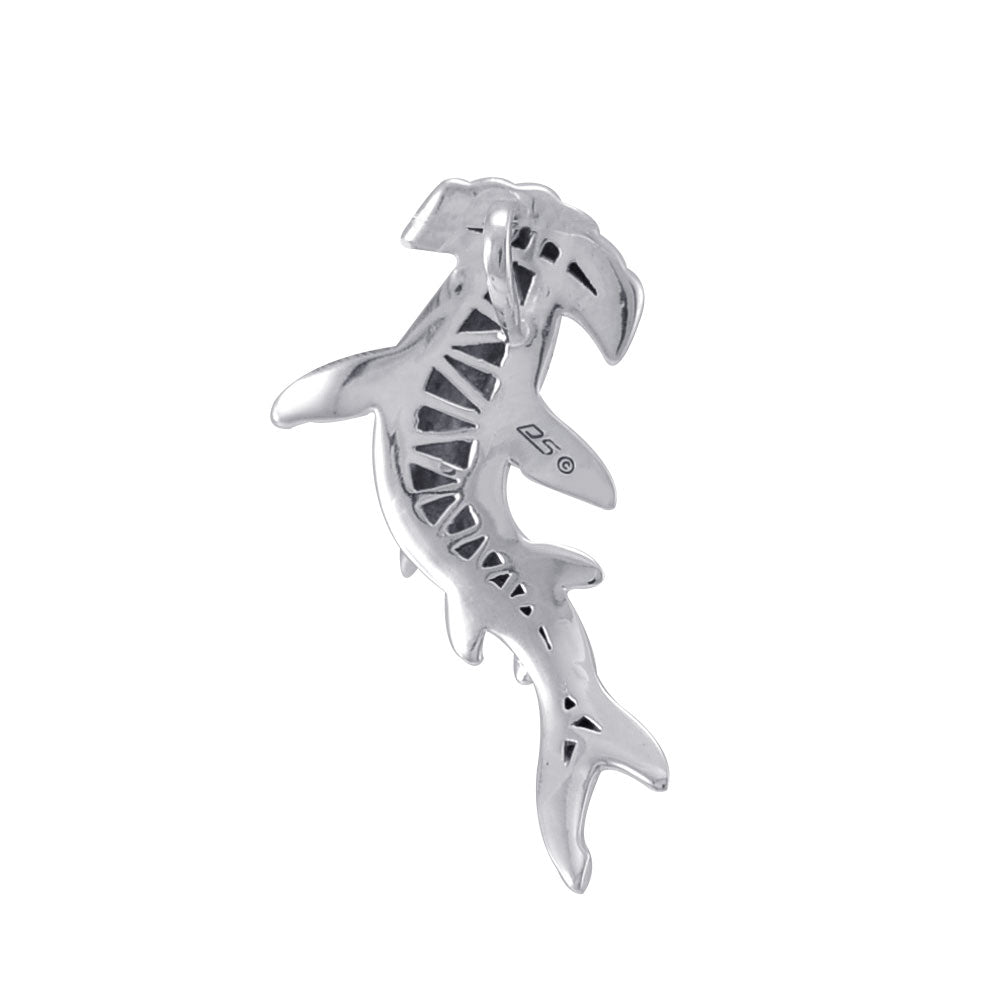 Hammerhead Shark Silver with Hidden Bail Pendant TPD5020 Pendant