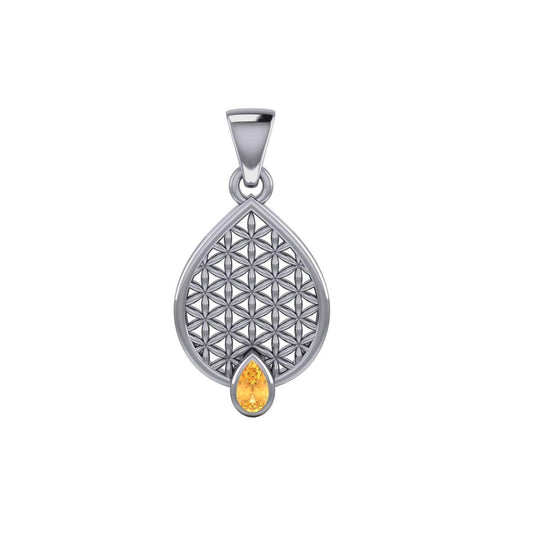 Flower of Life Mandala Silver Pendant with Gemstone TPD5051 - peterstone.dropshipping