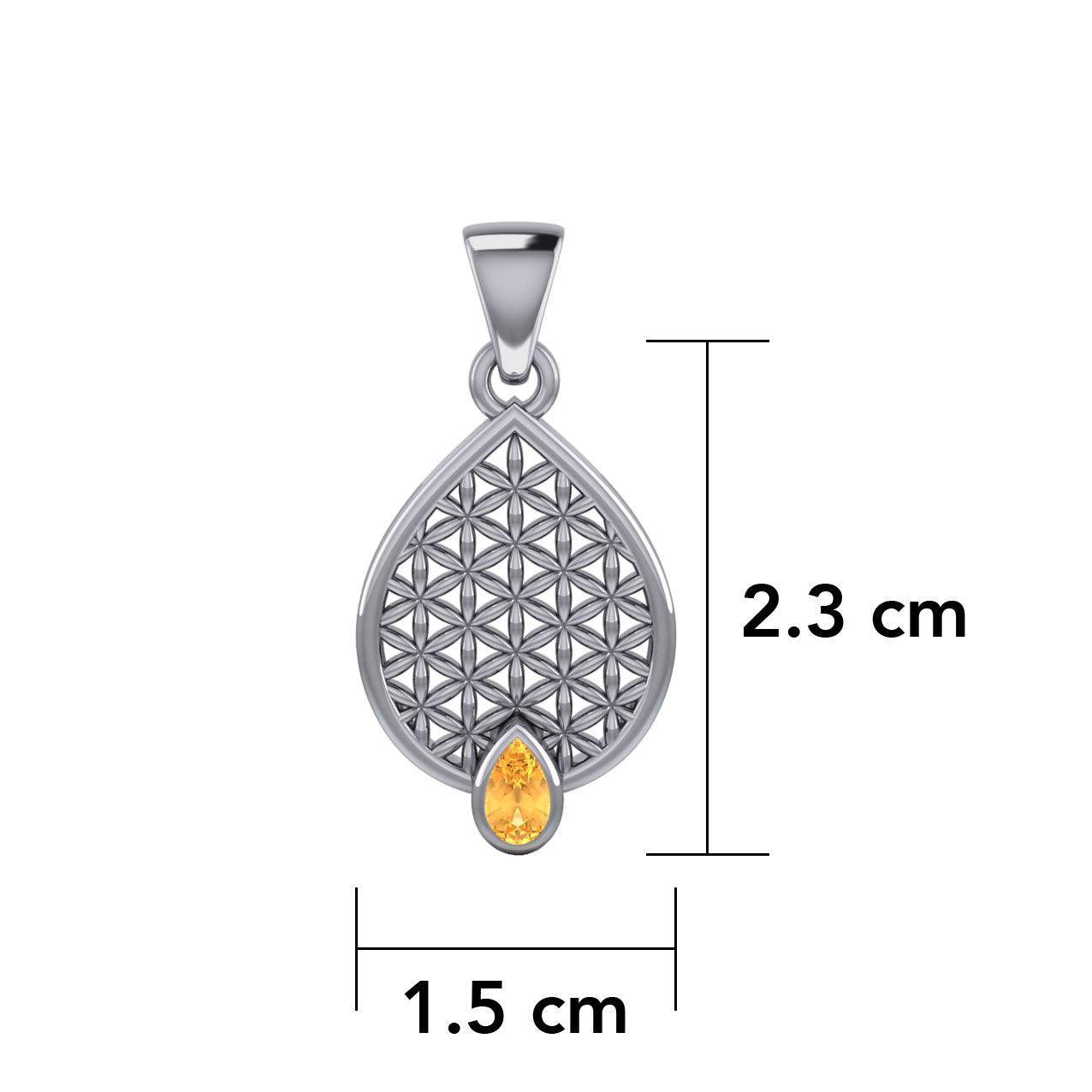 Flower of Life Mandala Silver Pendant with Gemstone TPD5051 - peterstone.dropshipping