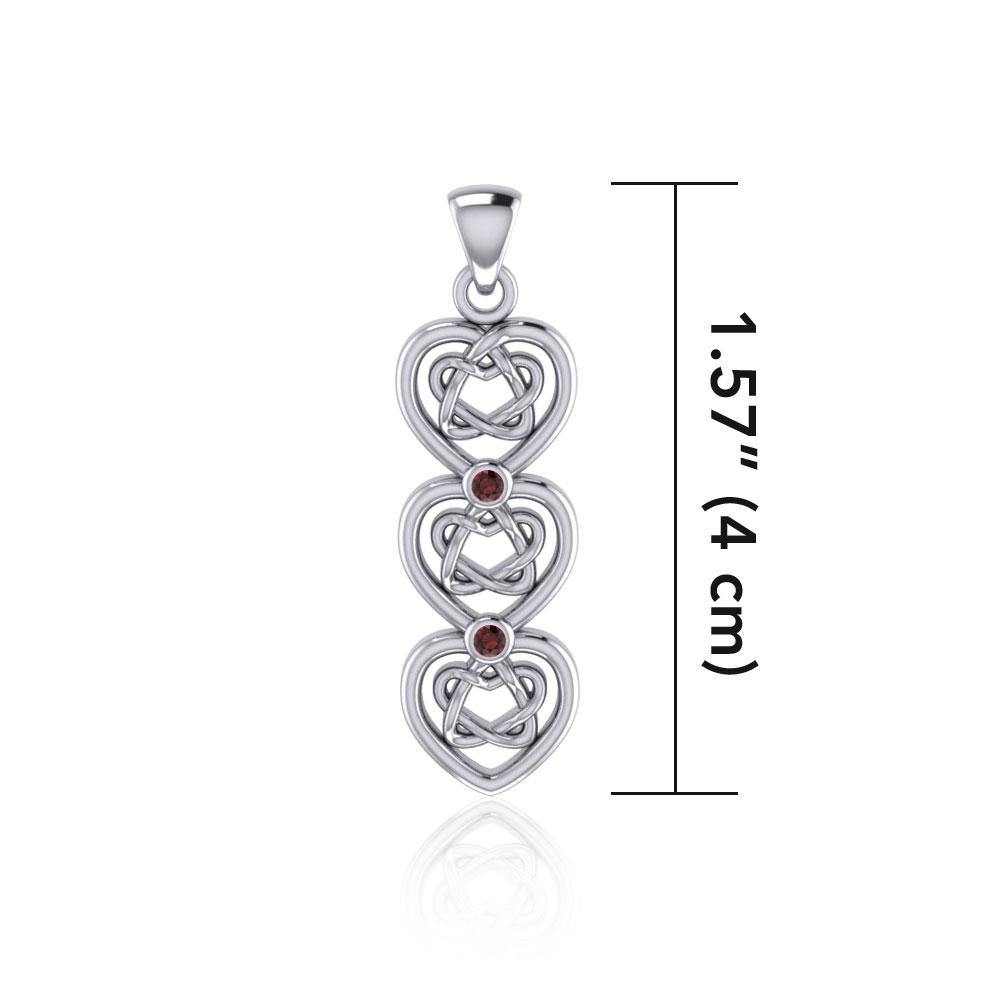 Celtic Knotwork Heart Sterling Silver Pendant with Gemstone TPD5053 Pendant