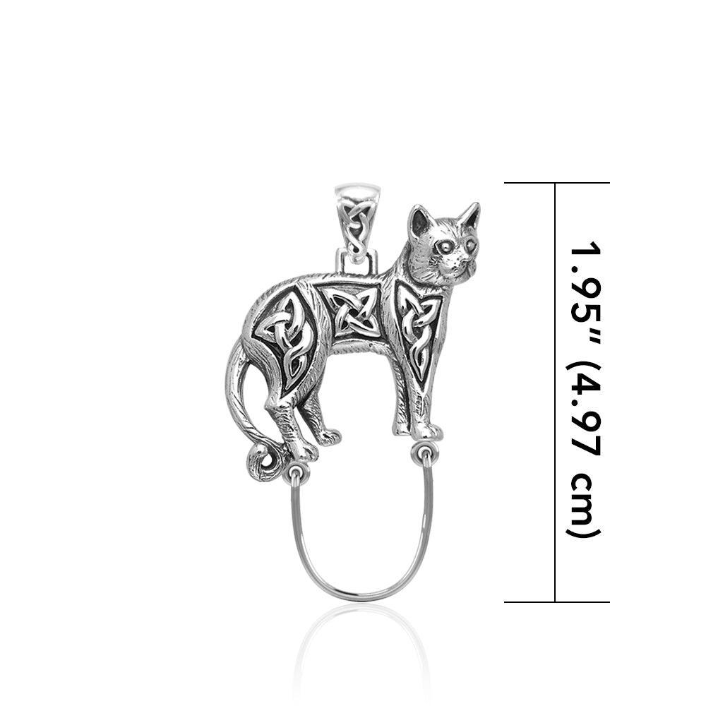 Celtic Cat Silver Charm Holder Pendant TPD5101 - peterstone.dropshipping