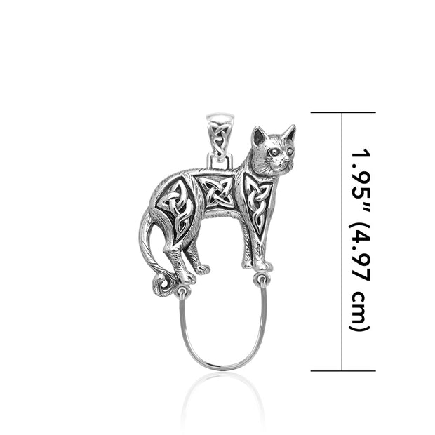 Celtic Cat Silver Charm Holder Pendant TPD5101