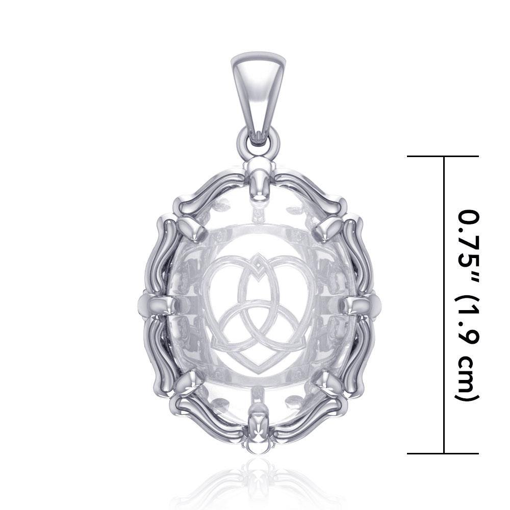 Trinity Heart Sterling Silver Pendant with Genuine White Quartz  TPD5112 Pendant