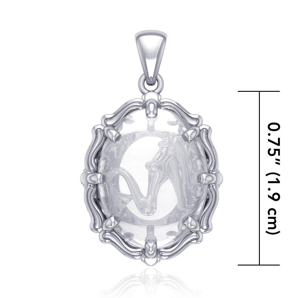 Mermaid Sterling Silver Pendant with Genuine White Quartz TPD5127 Pendant