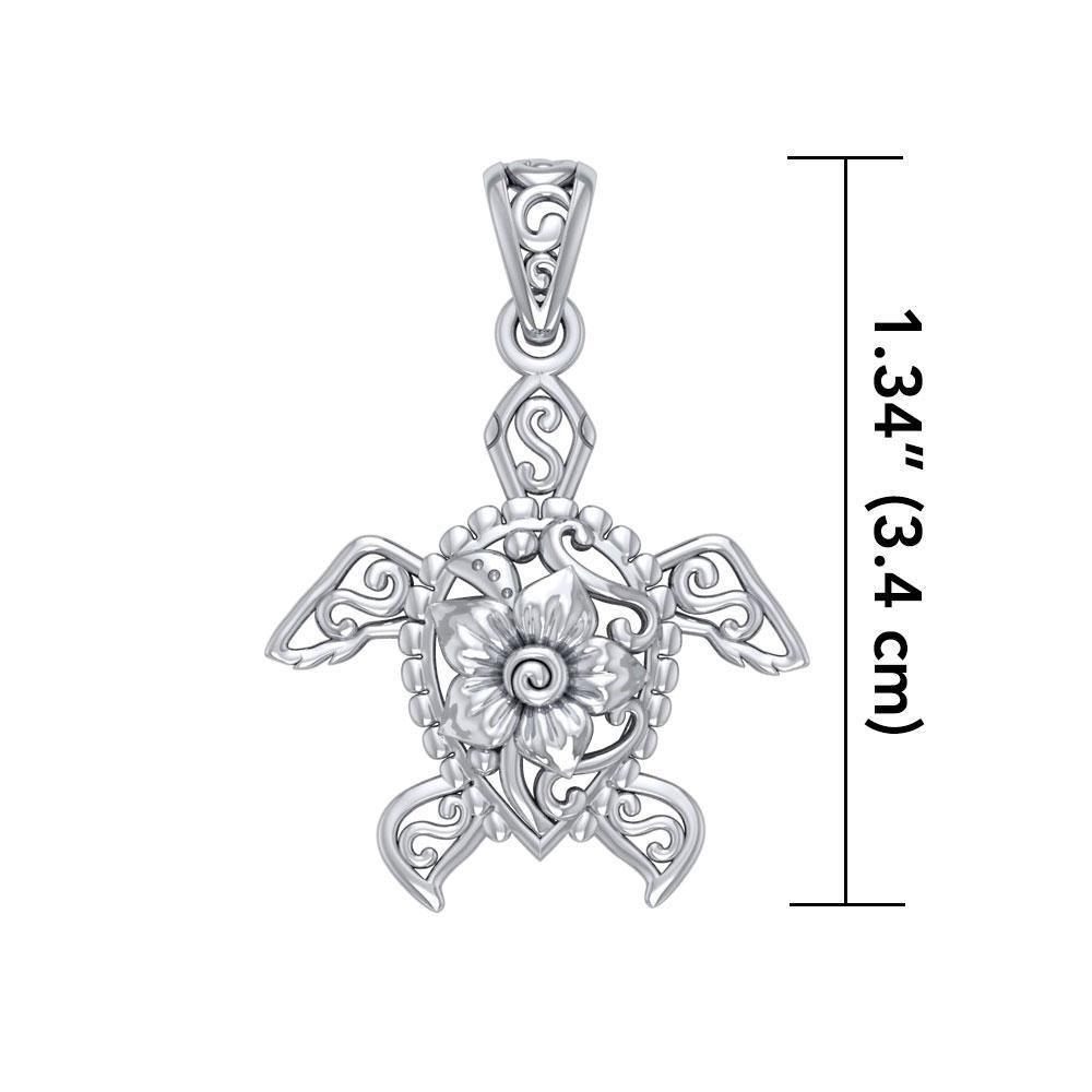One meaningful step at a time ~ Sterling Silver Sea Turtle Filigree Pendant Jewelry TPD5139 - peterstone.dropshipping