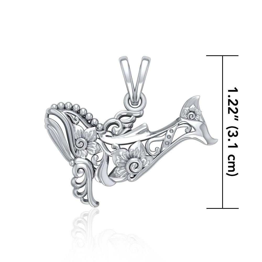 A gift of solitude ~ Sterling Silver Whale Filigree Pendant Jewelry TPD5144 Pendant