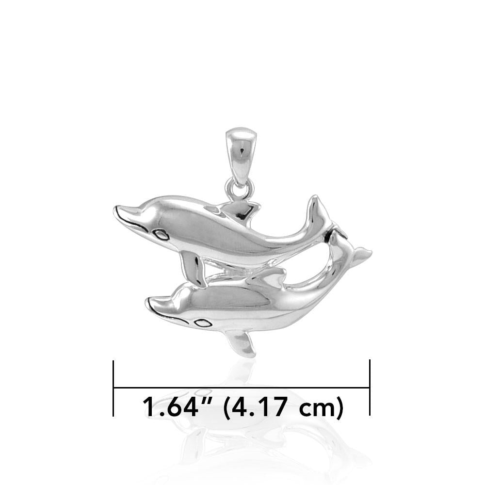 Double Dolphin Silver Pendant TPD5201 Pendant