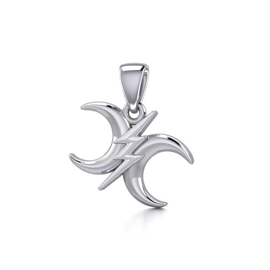 The Diagonal Power Moon Silver Pendant TPD5259 - Peter Stone Wholesale