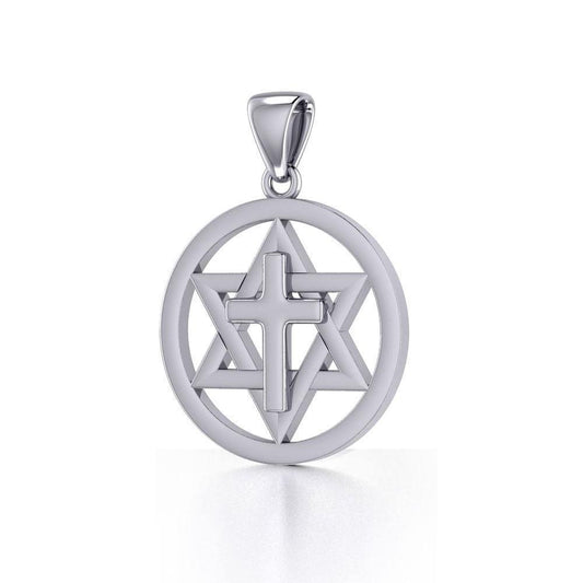 Cross Star Of David Silver Pendant TPD526 Pendant