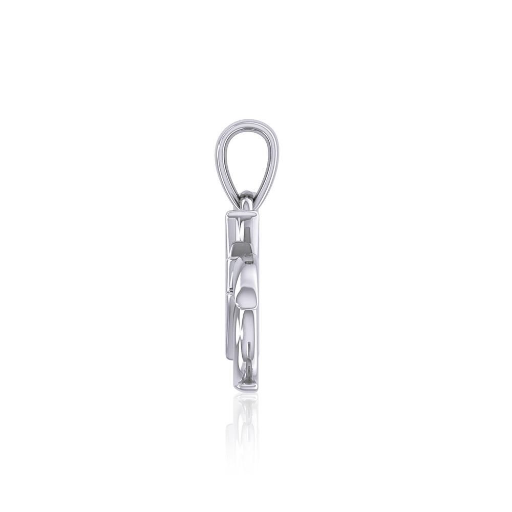 The Diagonal Power Moon Sterling Silver Pendant TPD5260 - Peter Stone Wholesale