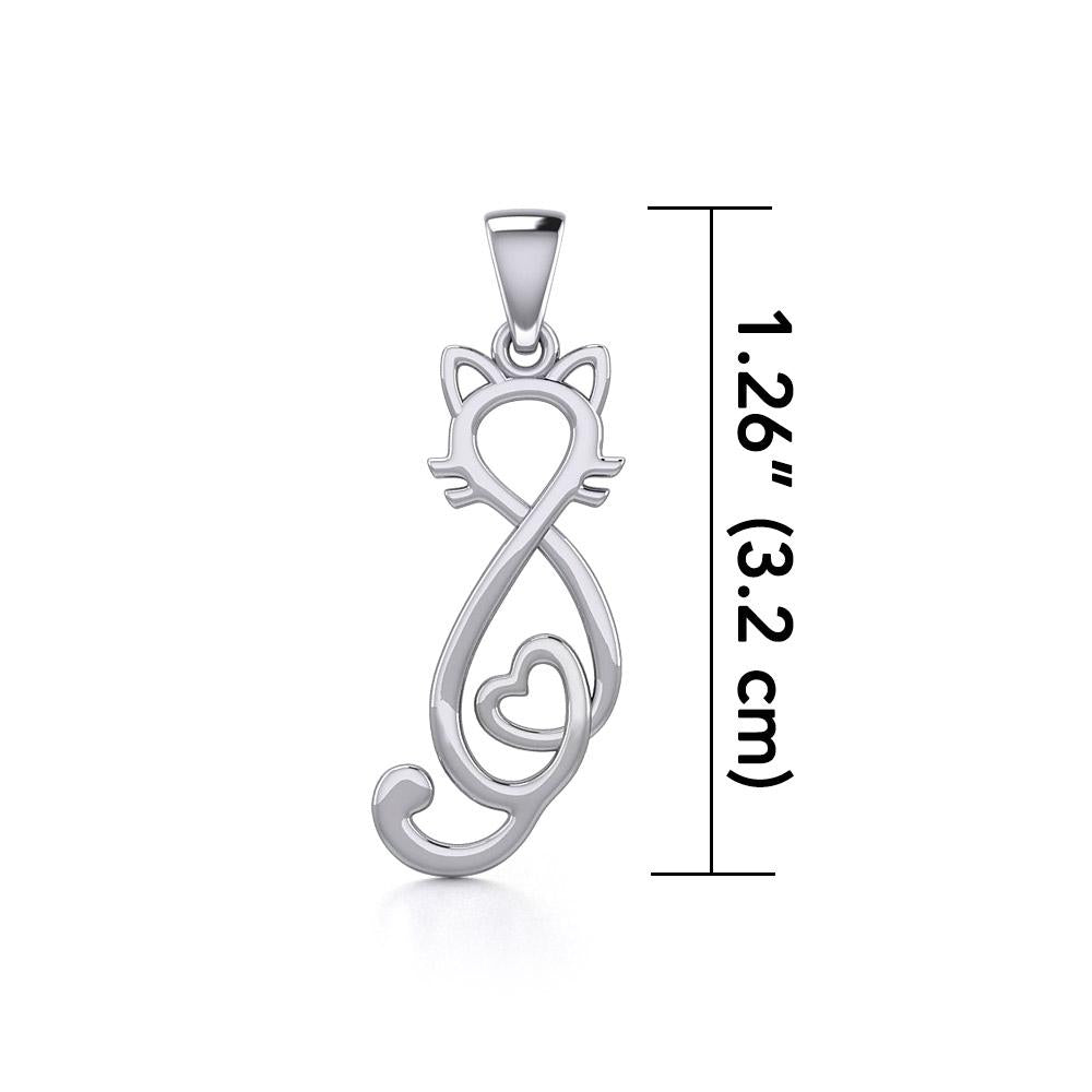 Cat with Heart Silver Pendant TPD5281 - Peter Stone Wholesale