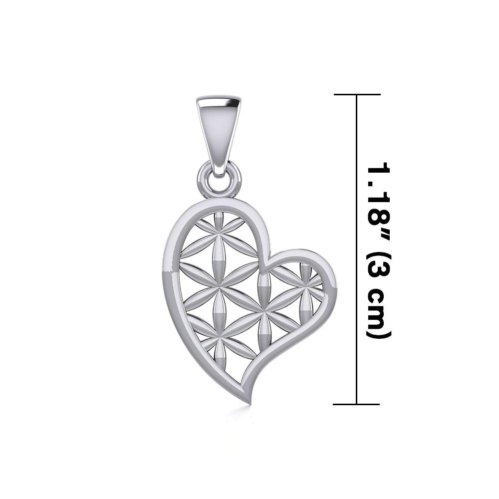 Silver Heart with Flower of Life Pendant TPD5284 - Peter Stone Wholesale