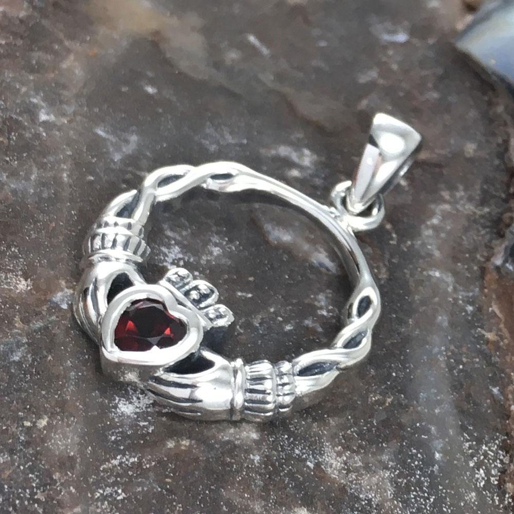 Silver Claddagh Silver Pendant with Gemstone TPD5294 - Wholesale Jewelry