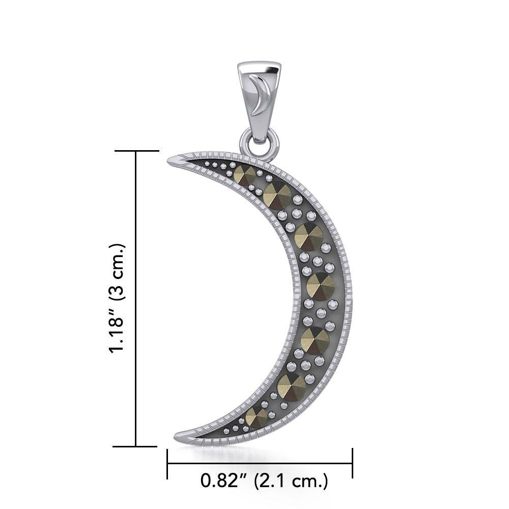 Sterling Silver Crescent Moon Pendant with Marcasite TPD5315 Pendant