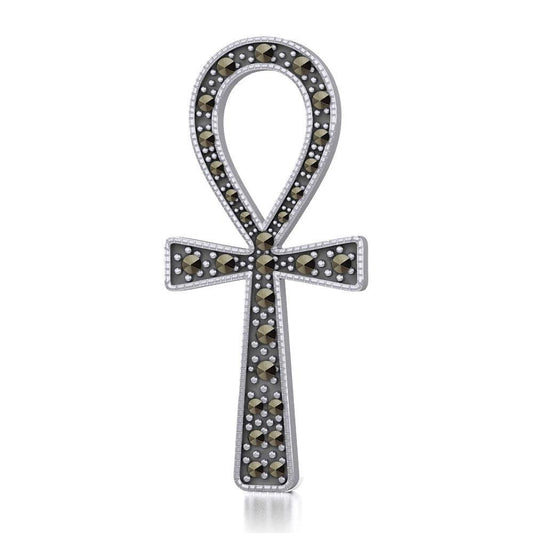 Sterling Silver Ankh Pendant with Marcasite TPD5317 Pendant