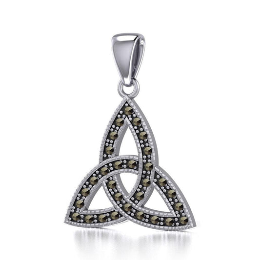 Sterling Silver Celtic Trinity Knot Pendant with Marcasite TPD5318 Pendant
