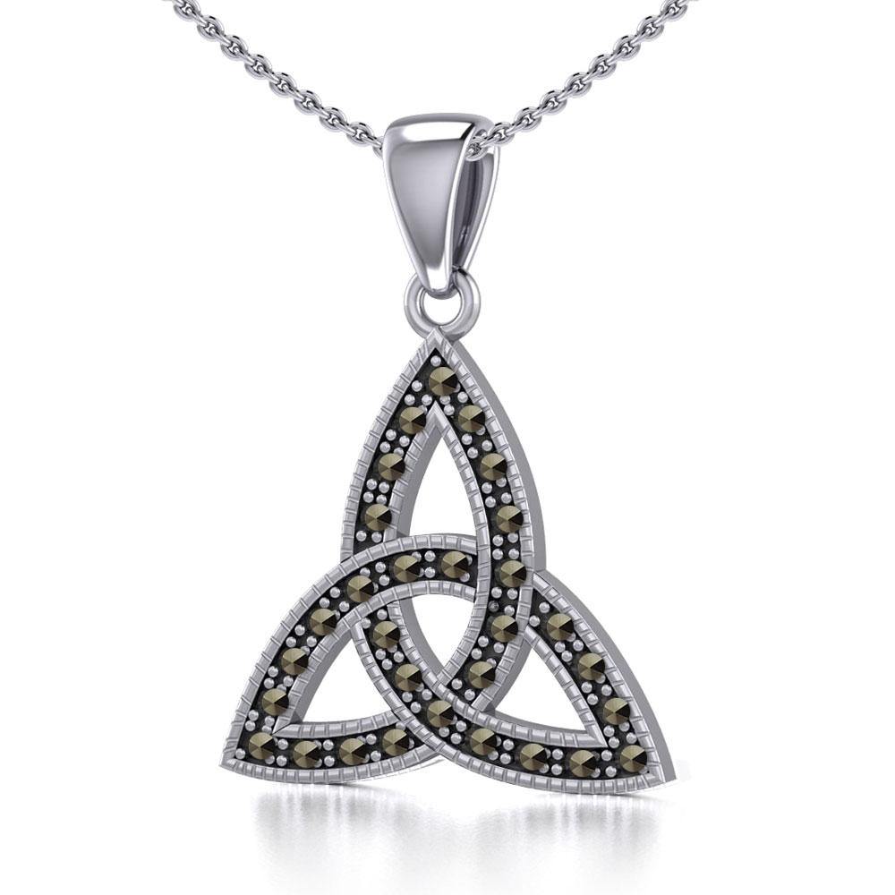Sterling Silver Celtic Trinity Knot Pendant with Marcasite TPD5318 Pendant