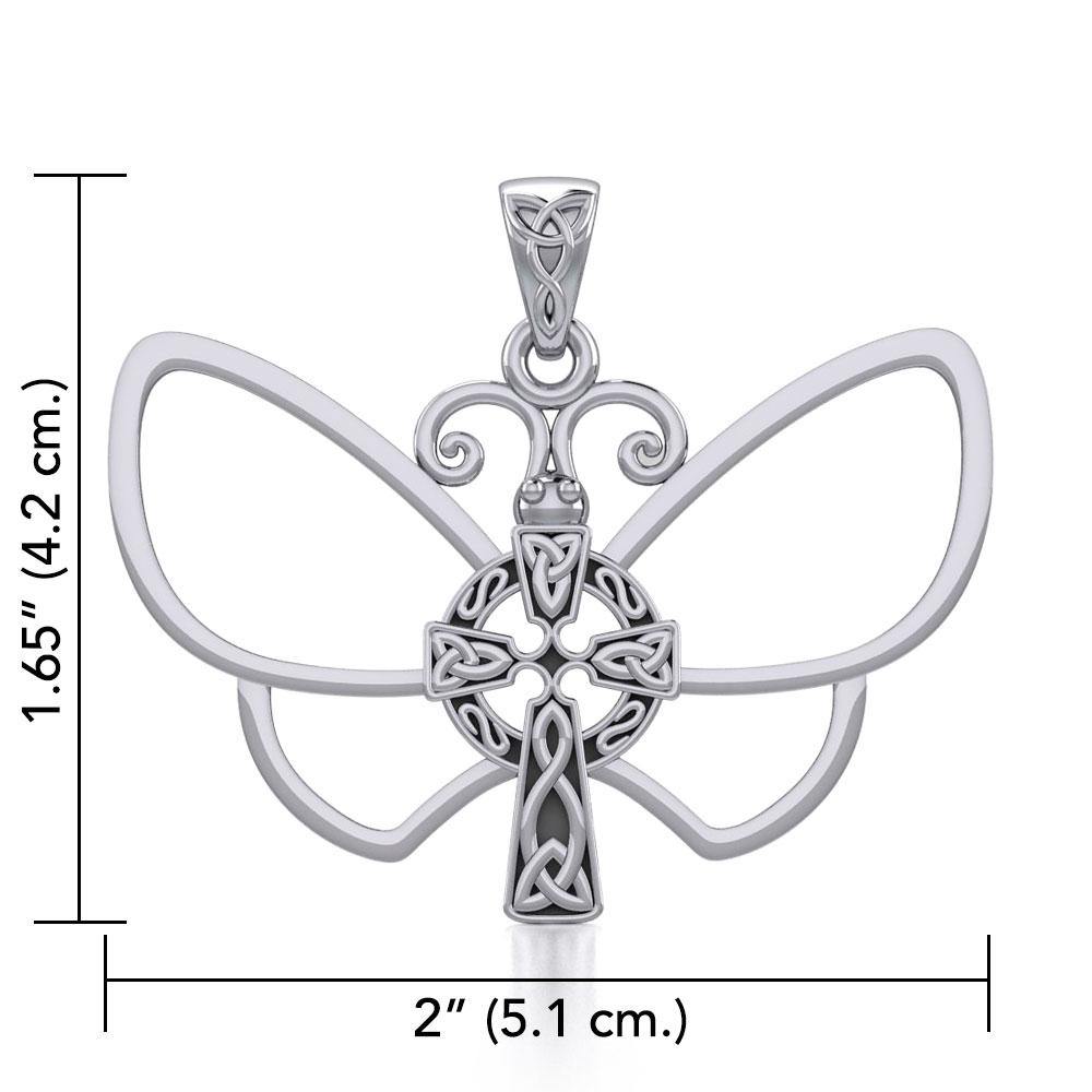 Sterling Silver Butterfly with Celtic Cross Pendant TPD5319 Pendant