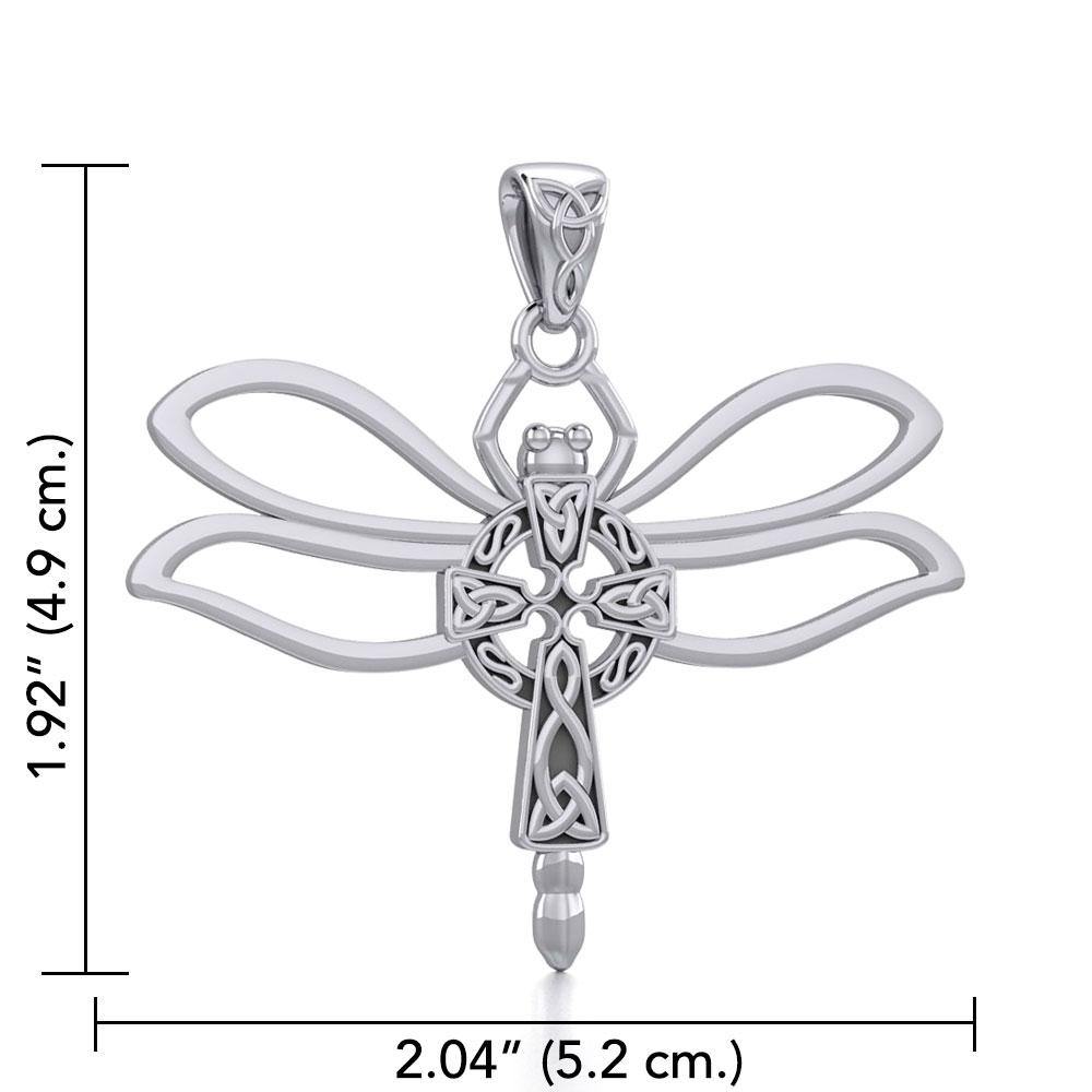 Sterling Silver Dragonfly with Celtic Cross Pendant TPD5323 Pendant