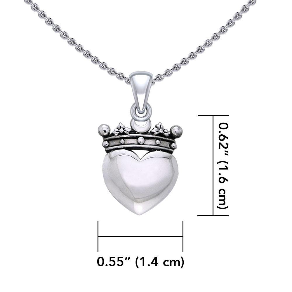 Cari Buziak Heart with Crown Silver Pendant TPD5324 Pendant