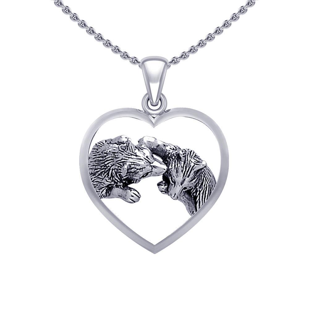Wolf Kiss in Heart Silver Pendant TPD5327 Pendant