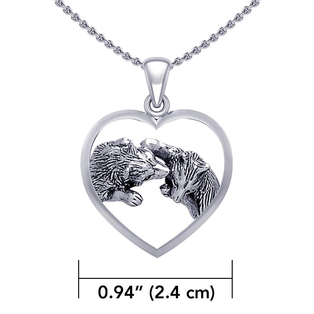 Wolf Kiss in Heart Silver Pendant TPD5327 Pendant