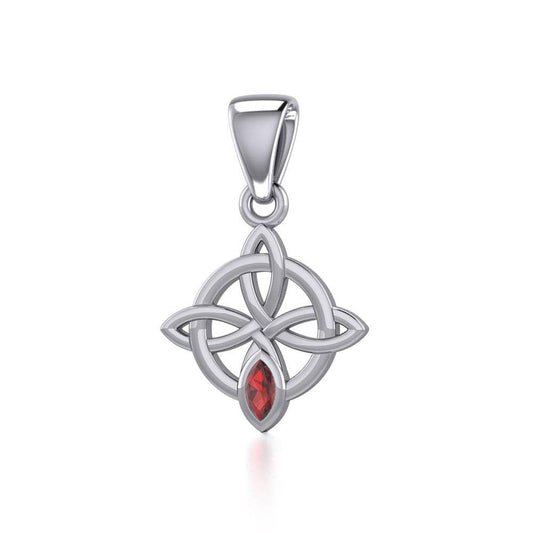 Celtic Quaternary Knot Silver Pendant with Gemstone TPD5336 Pendant