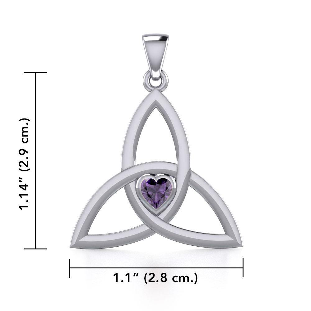 The Celtic Trinity Knot Silver Pendant with Heart Gemstone TPD5342 Pendant