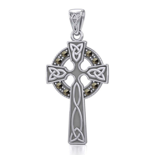 Celtic Cross Silver Pendant with Marcasite TPD5346 Pendant